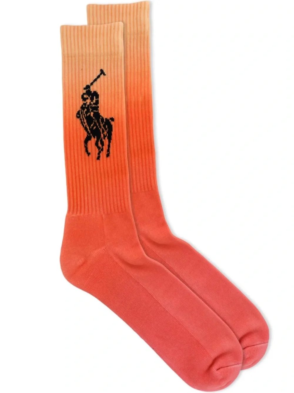 🆕 POLO Ralph Lauren Large Pony Crew Socks Orange Pink Gradient Dip Dye RARE NWT
